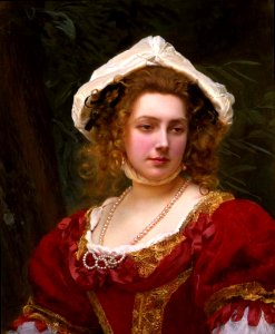 Young girl with red dress - Gustave Jean Jacquet