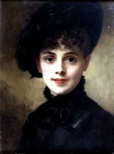 Woman with a black hat - Gustave Jean Jacquet
