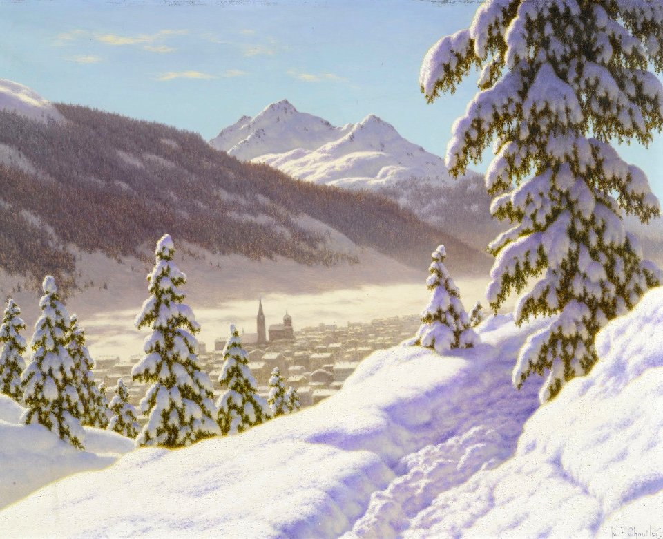 Winter landscape near Davos - Ivan Fedorovich Choultse