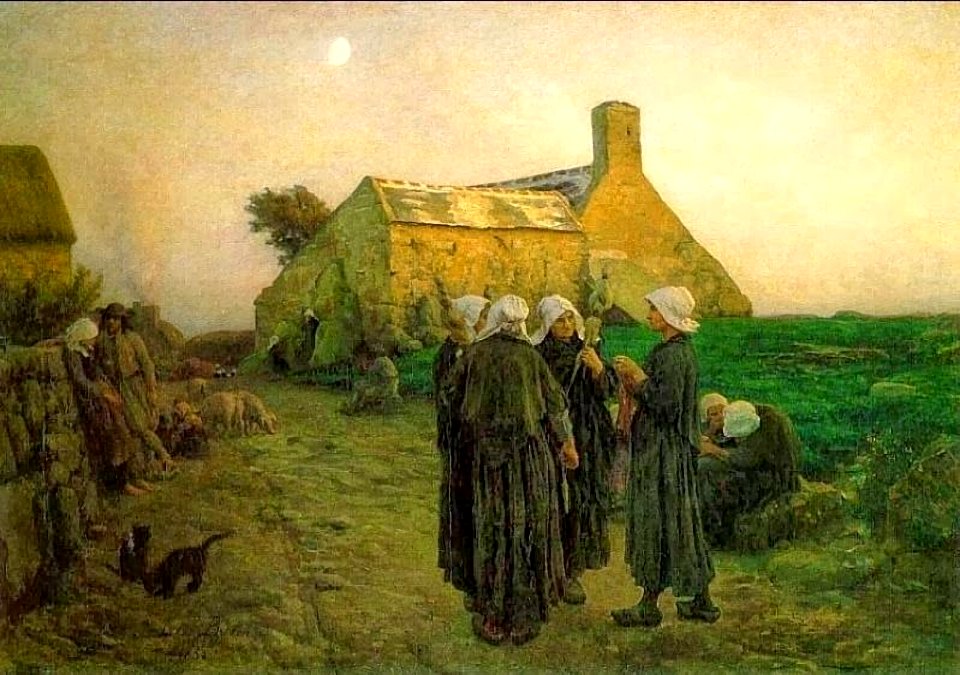 Evening in the Hamlet of Finistere - Jules Breton