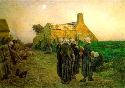 Evening in the Hamlet of Finistere - Jules Breton