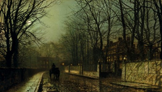 A Wet Moon, Putney Road - John Atkinson Grimshaw