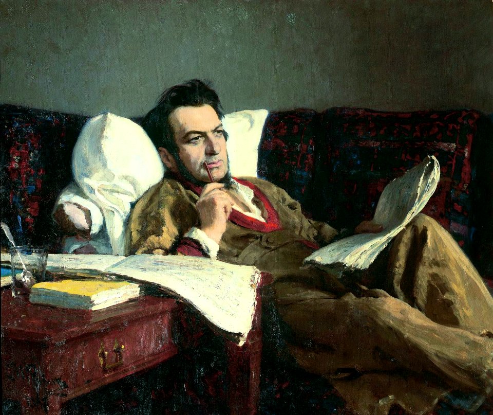 Portrait of  Mikhail Glinka composing  the opera &quot;Ruslan and Lyudmila&quot; - Ilya Repin
