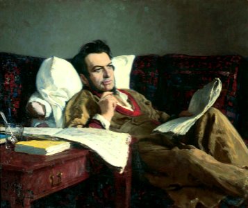 Portrait of  Mikhail Glinka composing  the opera &quot;Ruslan and Lyudmila&quot; - Ilya Repin