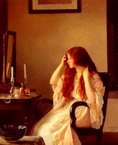 Girl Combing Her Hair - William Mcgregor Paxton