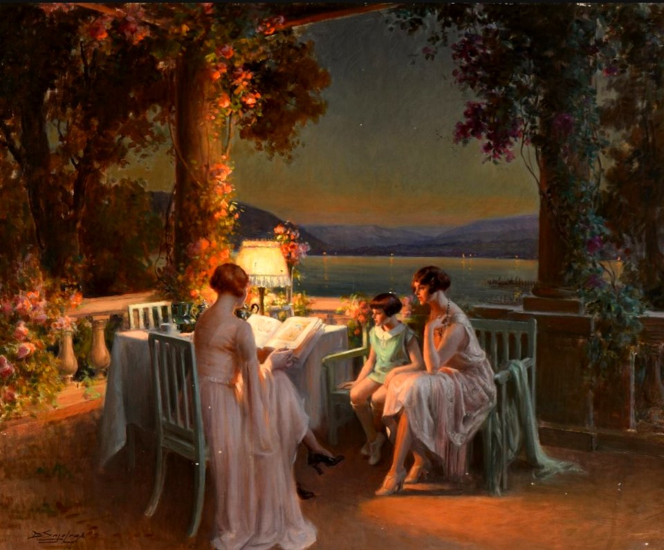 La lecture sur la terrasse au bord du lac - Delphin Enjolras