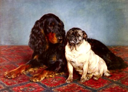 A Gordon Setter and a Pug - Otto Bache