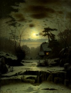 Winter Landscape at Full Moon - Louis Douzette