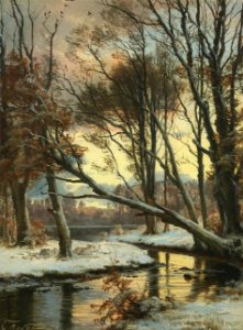 Wintry landscape with a stream -  Carl Frederik Aagaard
