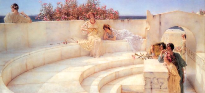 Under the Roof of Blue Ionian Weather - Lawrence Alma-Tadema.. Free illustration for personal and commercial use.