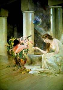 Feeding the Flamingos - Louis Comfort Tiffany