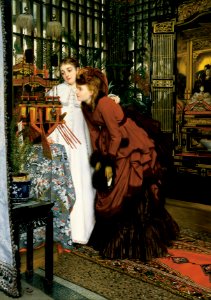 Young women looking at japanese articles - James Tissot