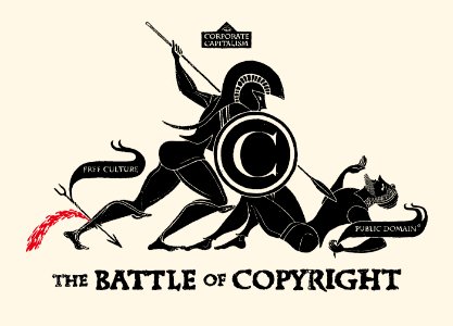 THE BATTLE OF COPYRIGHT. Free illustration for personal and commercial use.
