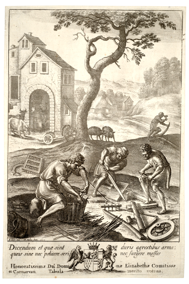 Country craftsmen. State 2 (1653). Etching by Wenceslaus Hollar (1607-1677). Free illustration for personal and commercial use.
