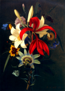 Still life with lilies and other flowers (1828). Free illustration for personal and commercial use.