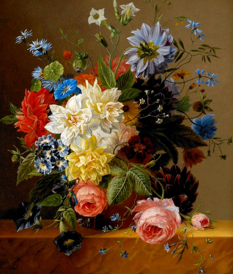 Stilleven Van Bloemen by Dutch artist Arnoldus Bloemers (1786-1844). Free illustration for personal and commercial use.
