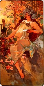 Autumn by Alphonse Mucha (1896). Free illustration for personal and commercial use.