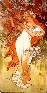 Spring by Alphonse Mucha (1896). Free illustration for personal and commercial use.