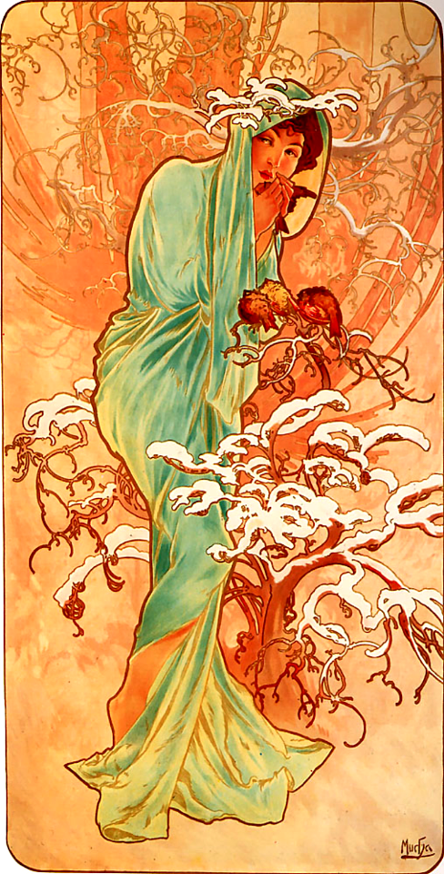 Les Quatre Saisons - Hiver (Winter) by Alfons Mucha (1896)