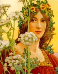 Our lady of cow parsley by Elisabeth Sonrel (1923). Free illustration for personal and commercial use.