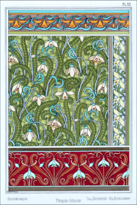 Snowdrop. Perce-neige, das schnee-glockchen. La plante et ses applications ornementales by Grasset, M. E. Illustration by Maurice Pillard Verneuil (1896). Free illustration for personal and commercial use.
