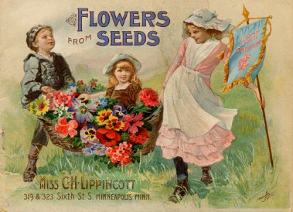 Playing in the flowers. Mrs. C. H. Lippincott seeds (1897)