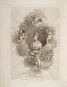 Frontispiece: Portrait of Her Majesty. Thornton, R.J., New illustration of the sexual system of Carolus von Linnaeus and the temple of Flora, or garden of nature, (1799)