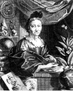 Portrait of Maria Sibylla Merian. Copper engraving (c. 1700). Free illustration for personal and commercial use.