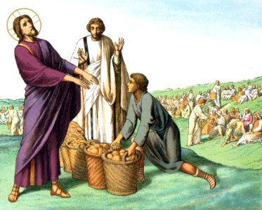 12 Jesus instructing the Disciples to distribute the Bread (Feeding of Five Thousand)