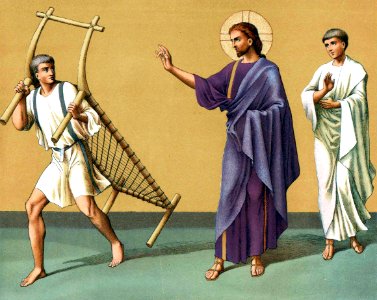 05 Jesus bidding the Paralytic to Take up His Bed and Walk. Free illustration for personal and commercial use.