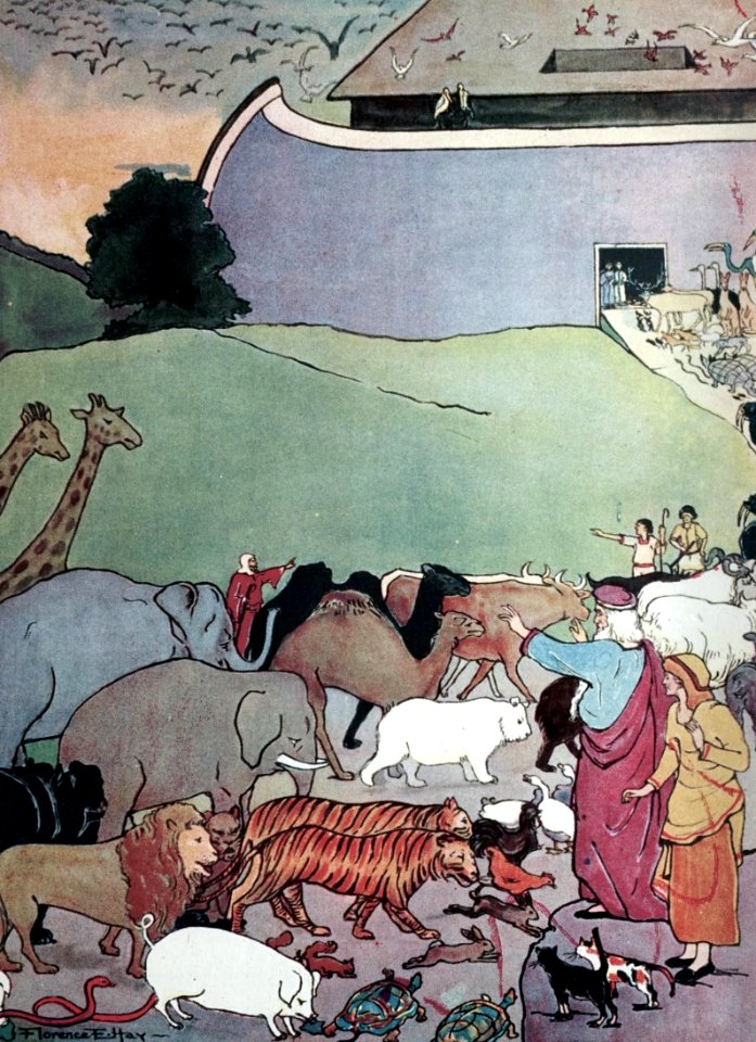 01 The Animals come two by two to the Ark (color)