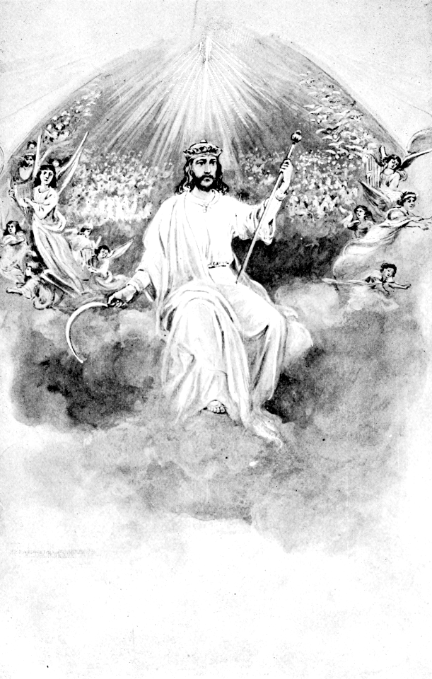 02 Revelation 14 Jesus returning on a Cloud with a Sharp Sickle