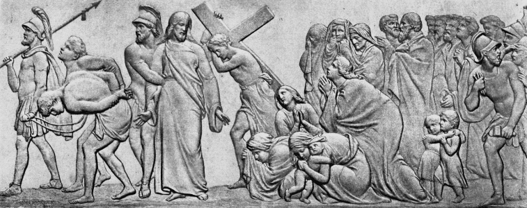 01 Matthew 27 - Christ walking to Calvary - Simon carrying the Cross for Jesus