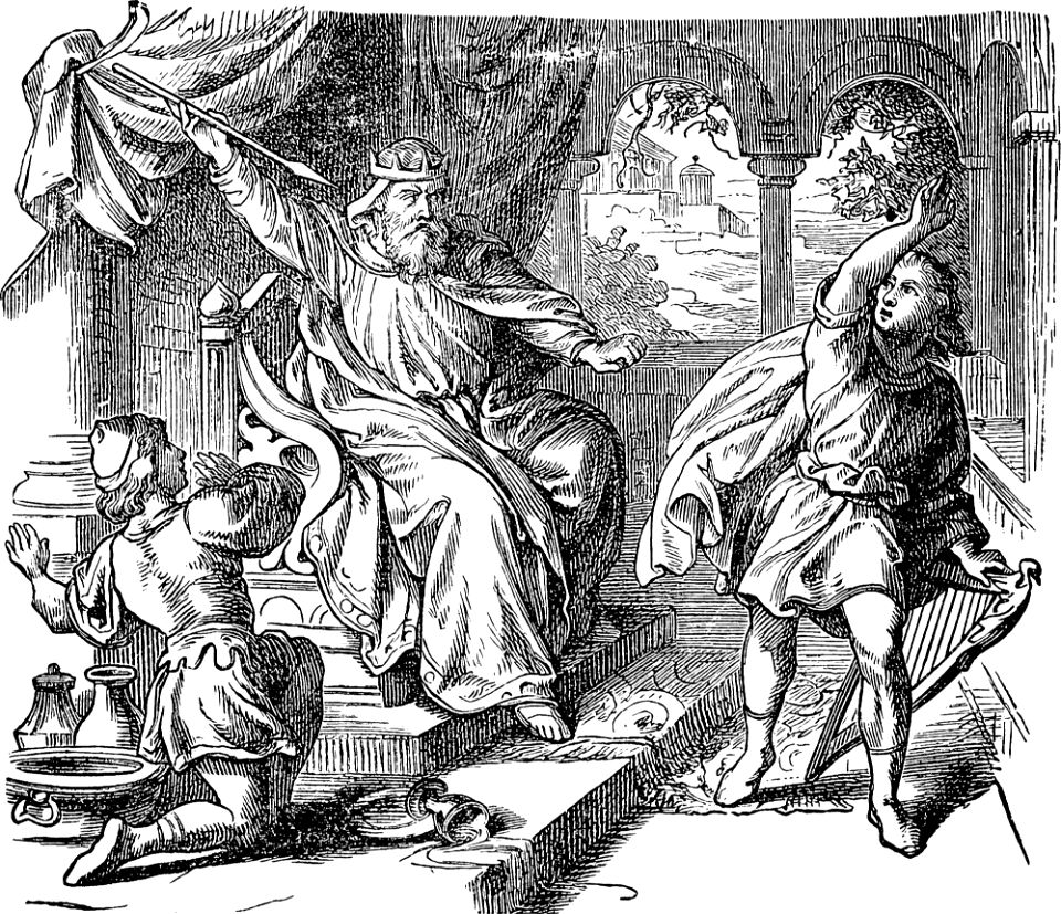 34 Saul throws a Javelin at David
