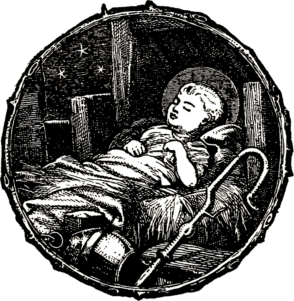 48 Baby Jesus sleeping in the Manger (small round)