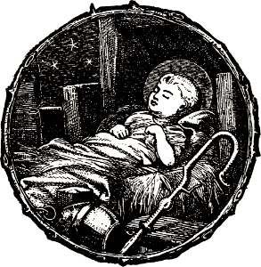 48 Baby Jesus sleeping in the Manger (small round)