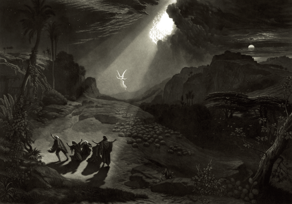 016 Luke 02 v10-14 The Song of the Angels (Sartain after Moran 1872)