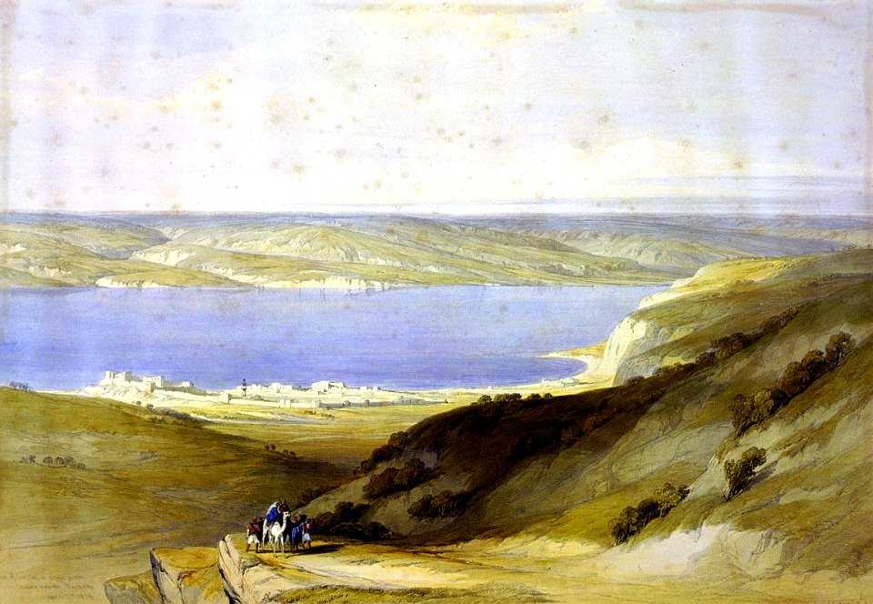 070 The Sea of Galilee or Genazareth looking towards Bashan (Haghe after Roberts 1842)