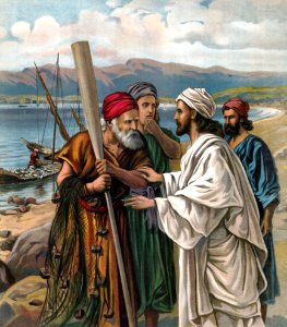 068 Luke 05 v01-11 Jesus calling Fishermen (anon 1905)