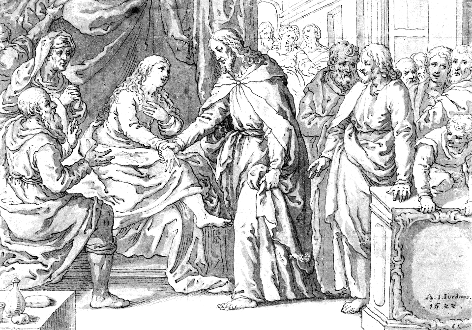 076 Christ raising Jairus Daughter (Jordaens 1622)
