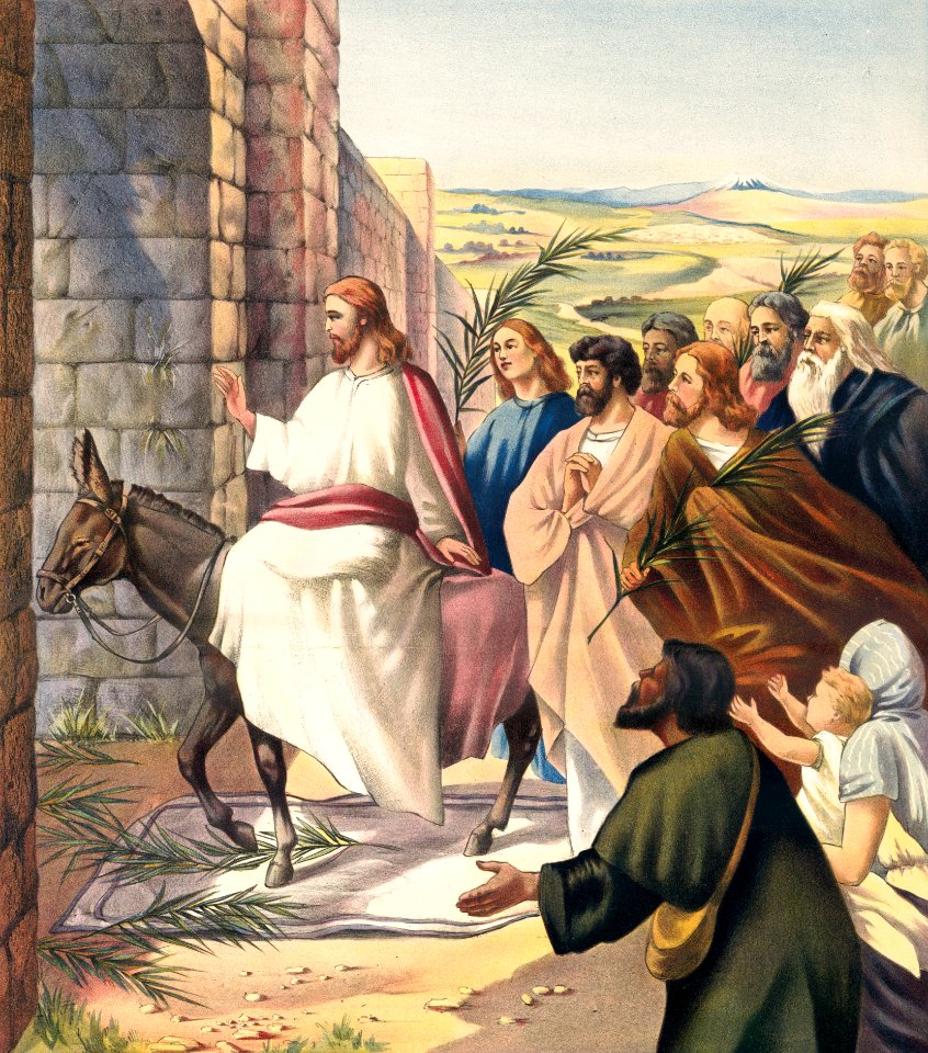 111 Matthew 21 v01-09 Jesus riding into Jerusalem (anon 1905)