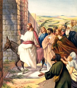 111 Matthew 21 v01-09 Jesus riding into Jerusalem (anon 1905)