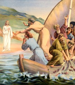 151 John 21 v01-17 Jesus appears to the Disciples by the Sea (after the Resurrection) (anon 1905)