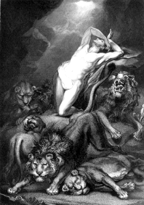22 Daniel 06 v32 Daniel in the Lions Den - My God has sent his Angel, and shut the Lions mouths