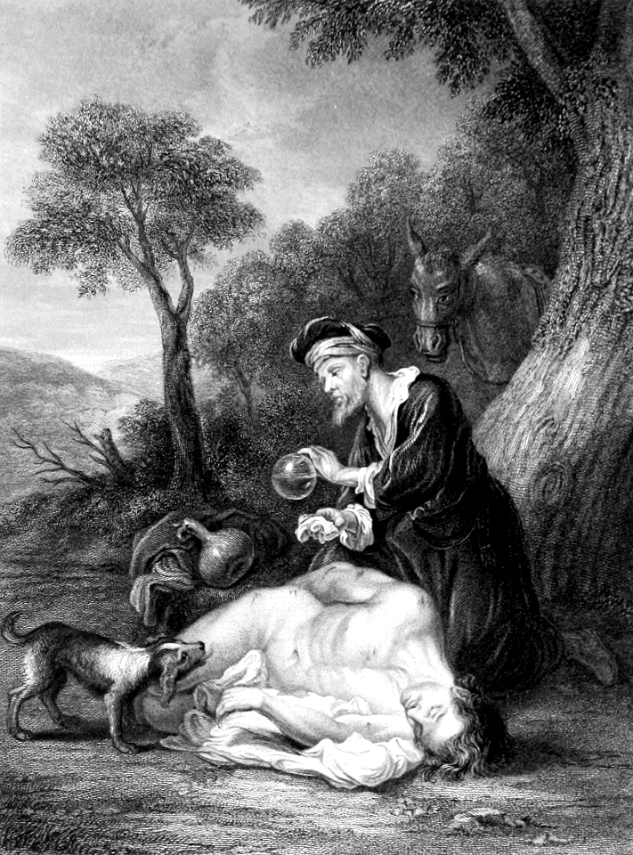 18 Luke 10 v34 The Good Samaritan - He bound up his wounds, pouring in oil and wine