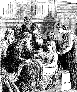 07 Jesus as a boy in the Temple, with the Doctors. Free illustration for personal and commercial use.