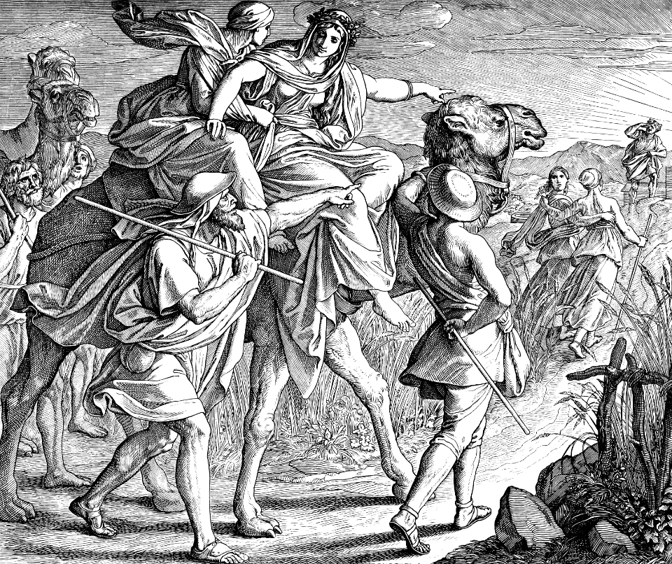 030 Genesis 24 v64-65 - Rebekah sees Isaac in the distance