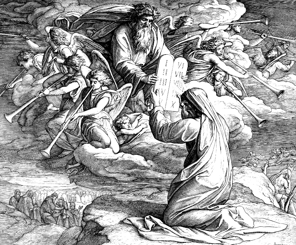 054 Exodus 31 V18 Moses Receives The Tables Of The Law From God Free Stock Illustrations 