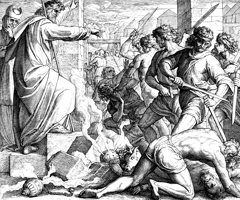 056-exodus-32-v26-27-moses-commands-punishment-on-the-idolaters-free-stock-illustrations