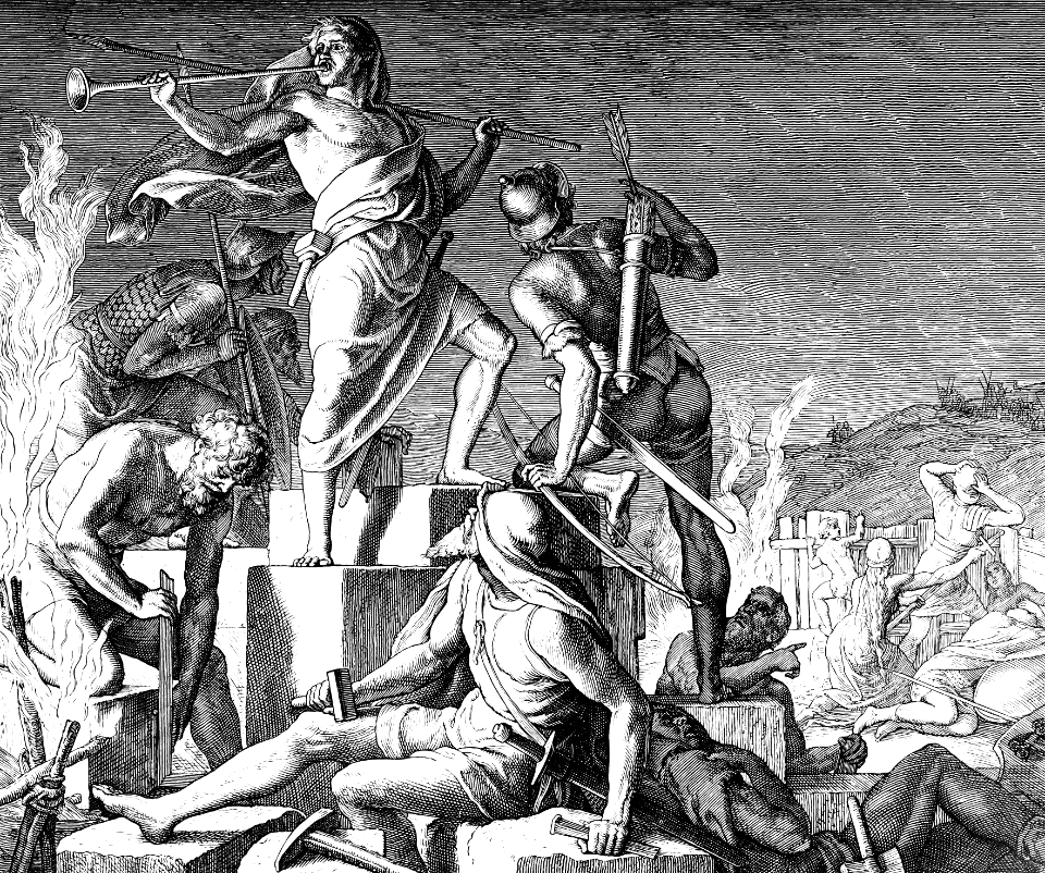 127 Nehemiah 04 v16-17 - The Builders also carry Weapons to Defend the Work